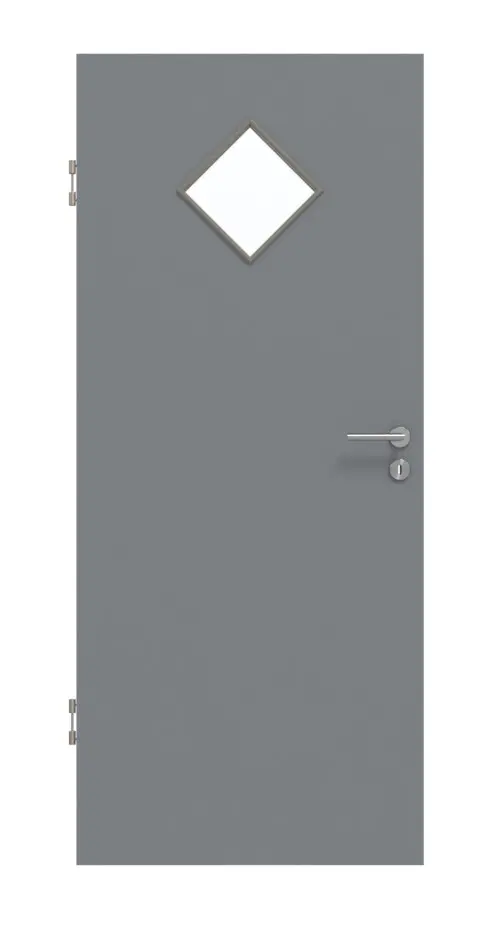 Widok frontowy drzwi wewnętrznych Hygge szary ultramatowy LA 6 Raute Basic - Huga