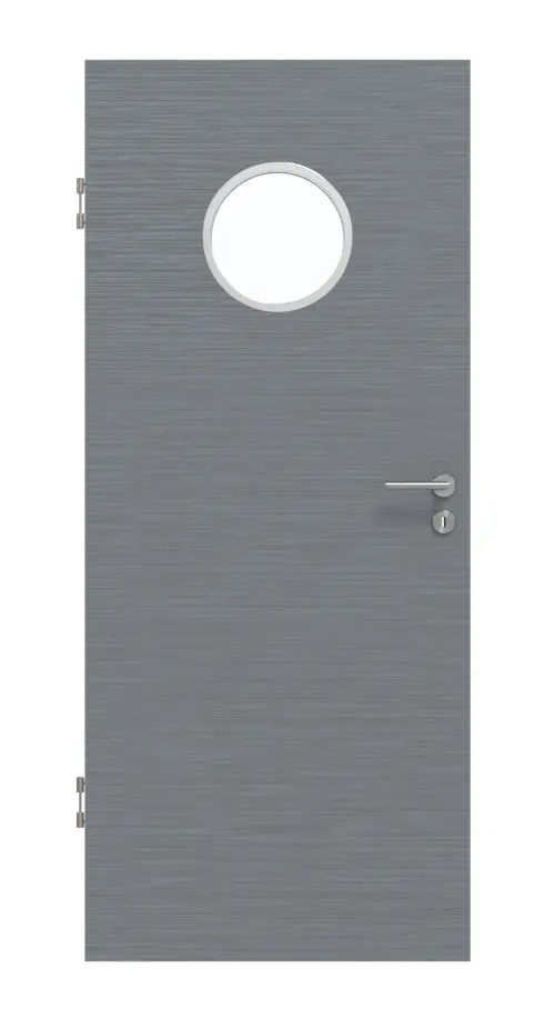 Widok frontowy strukturyzowanych drzwi wewnętrznych Hygge szary LA bulaj Basic - Huga
