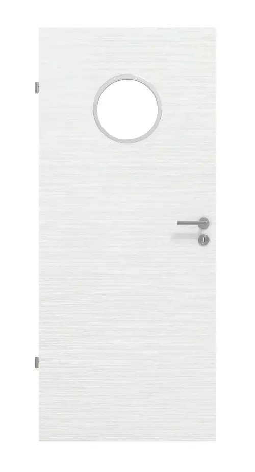 Widok frontowy w kolorze biel strukturyzowana LA Bullauge Basic drzwi wewnętrzne - Huga
