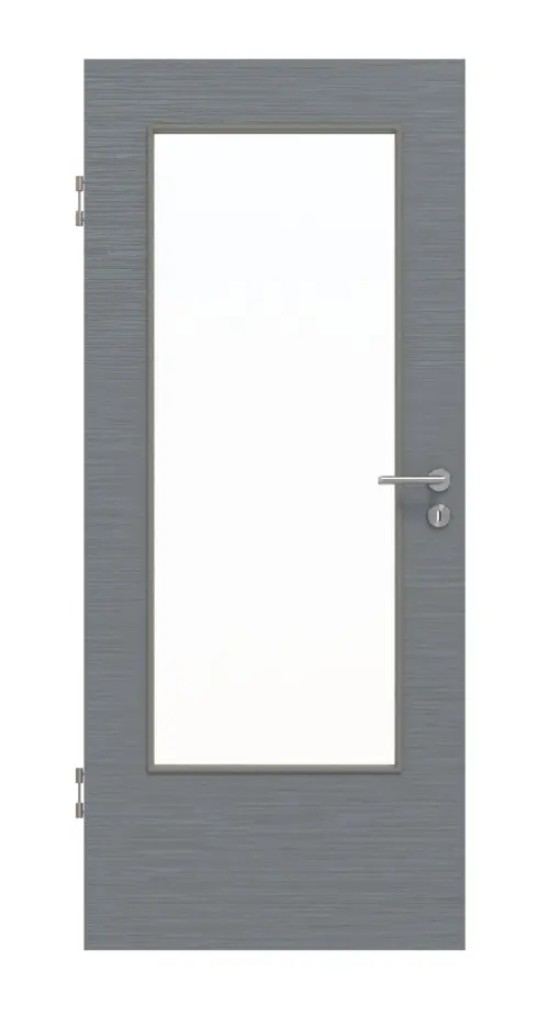 Widok frontowy drzwi wewnętrznych Hygge szary LA-DIN Basic strukturyzowana - Huga