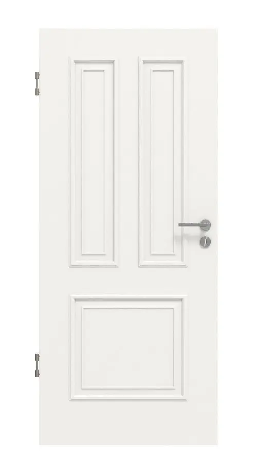 Widok frontowy drzwi wewnętrznych styl wiejski 3 klasyczny Durat biały beskidzki RAL 9016 - Huga