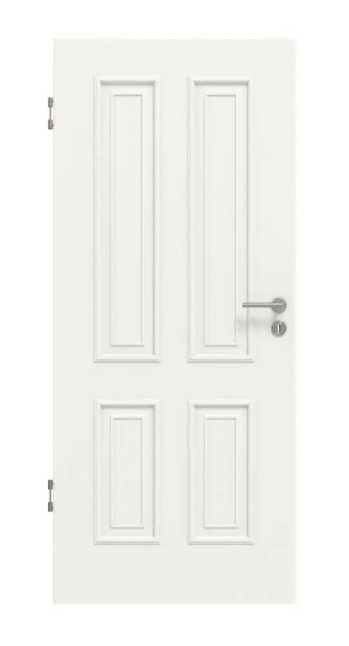 Widok frontowy styl wiejski 4 klasyczny Durat biały beskidzki RAL 9016 drzwi wewnętrzne - Huga