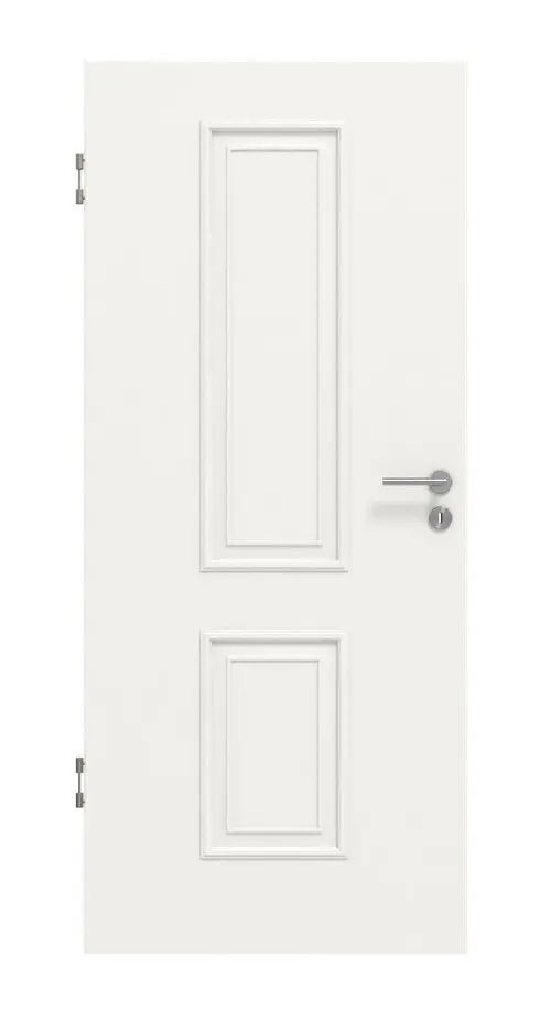 Widok frontowy drzwi wewnętrznych marki HUGA, styl wiejski 5, biały lakier klasyczny.