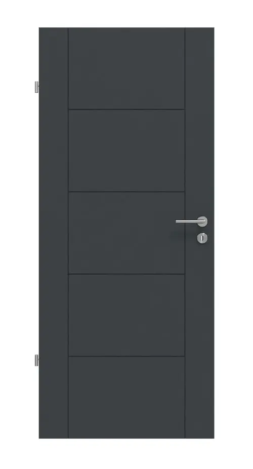 Widok frontowy drzwi wewnętrznych Groove 13 DesignLine lakierowanych, antracyt RAL 7016 - Hörmann