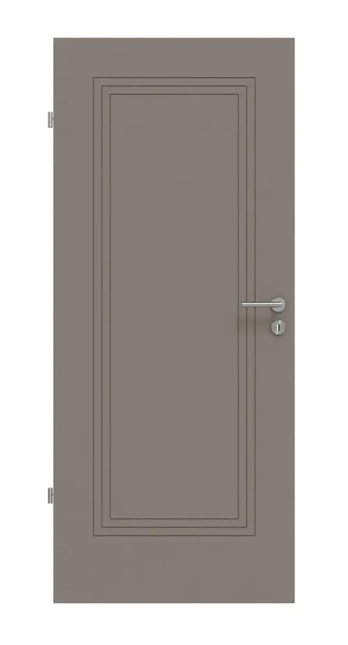 Widok frontowy lakierowanych drzwi wewnętrznych Signum 21 Basic taupe (kolor ciemnoszaro-brązowy) RAL 7048 - Huga