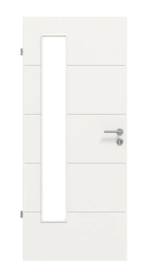 Widok frontowy modelu Signum 27 LA 24 po stronie zawiasów Basic lakier biały beskidzki RAL 9016 drzwi wewnętrzne - Huga