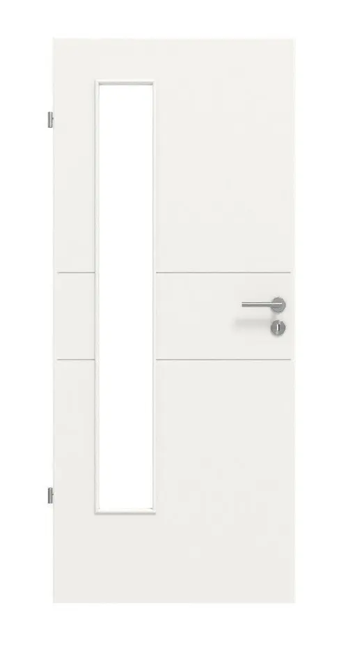 Widok frontowy modelu Signum 29 LA 24 po stronie zawiasów lakier Basic biały beskidzki RAL 9016 drzwi wewnętrzne - Huga