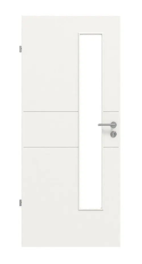 Widok frontowy modelu Groove 29 LA 24 od strony zamka DesignLine lakier biały beskidzki RAL 9016 drzwi wewnętrzne - Hörmann