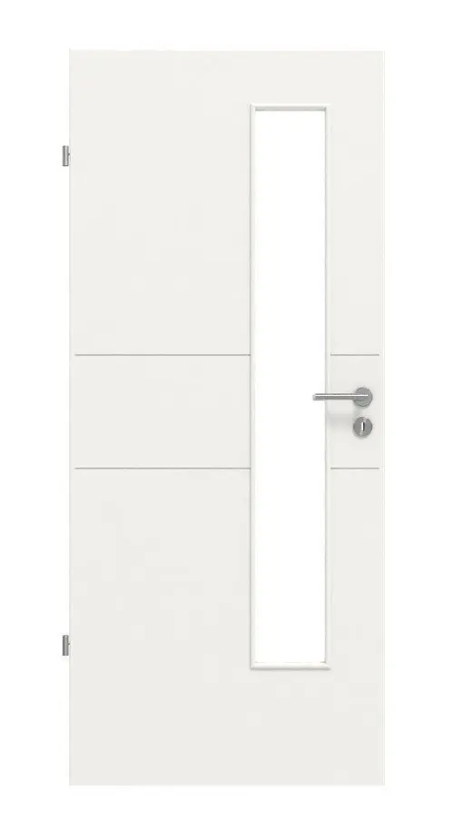 Widok frontowy Signum 29 LA 24 od strony zamka Basic lakierowane biały beskidzki RAL 9016 drzwi wewnętrzne - Huga
