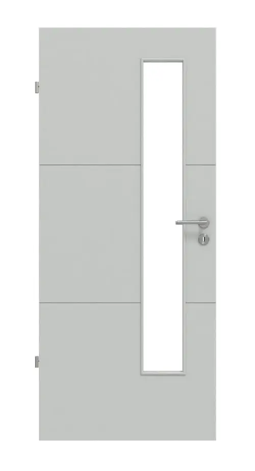 HÖRMANN Drzwi wewnętrzne Groove 31 szare RAL 7035 lakier DesignLine z przeszkleniem LA 24 po stronie zamka