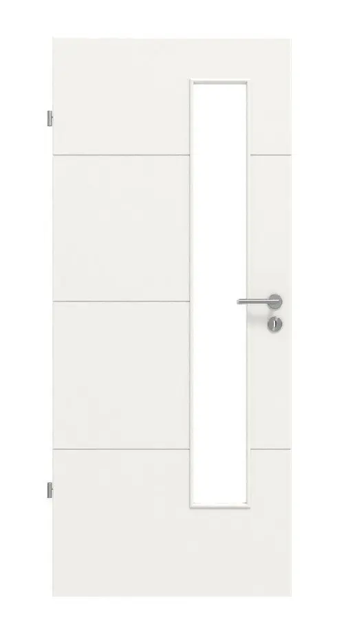 HÖRMANN drzwi wewnętrzne Groove 34 biały lakier DesignLine z przeszkleniem LA 24 od strony zamka
