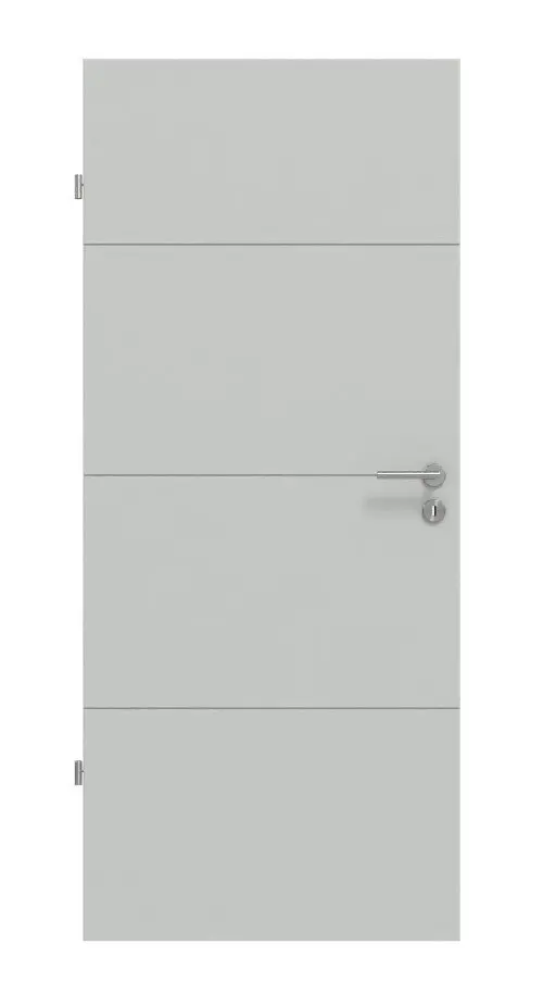 Widok frontowy lakierowanych drzwi wewnętrznych Signum 34 Basic szary RAL 7035 - Huga