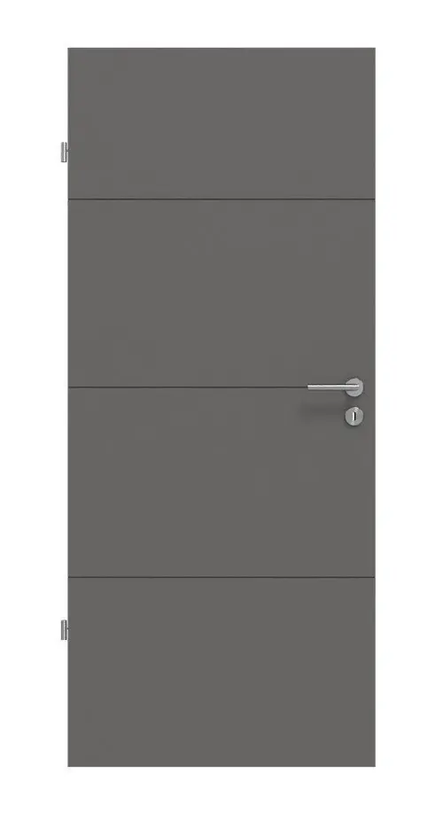 Widok frontowy drzwi wewnętrznych marki Huga Signum 34 Hygge szary RAL 7037 Lack Concept