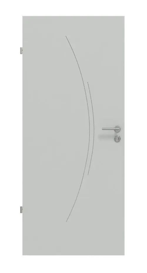 Widok frontowy lakierowanych drzwi wewnętrznych Groove 49 DesignLine szary RAL 7035 - Hörmann