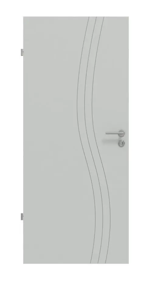 Widok frontowy drzwi wewnętrznych lakierowanych Signum 53 Basic szary RAL 7035 – Huga