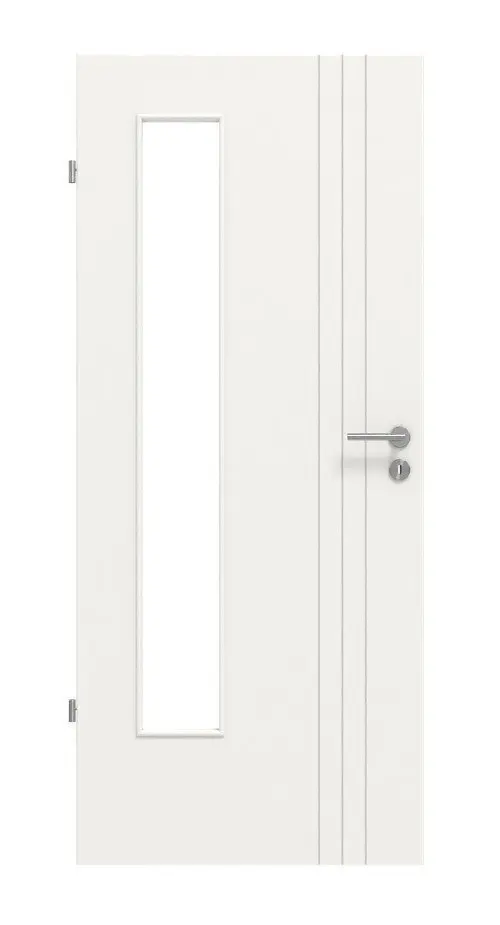 Widok frontowy Groove 85 LA 24 po stronie zawiasów DesignLine lakier biały beskidzki RAL 9016 drzwi wewnętrzne - Hörmann
