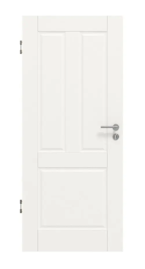 Widok frontowy drzwi wewnętrznych marki HUGA Kontur 3, biały lakier klasyczny