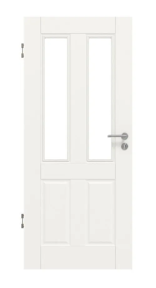 Front view of LEBO interior door Country 40 white lacquer with glass cutout 2 LA at the top