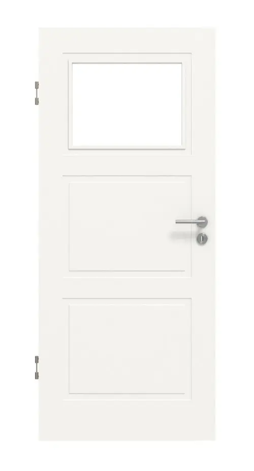 Frontansicht drzwi wewnętrznych LEBO Kopenhaga 32 białe lakierowane z przeszkleniem 1 LA