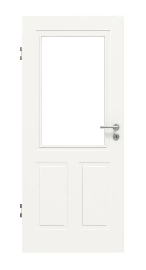 Frontansicht drzwi wewnętrznych LEBO Kopenhaga 40 Biała lakier z przeszkleniem 1 LA