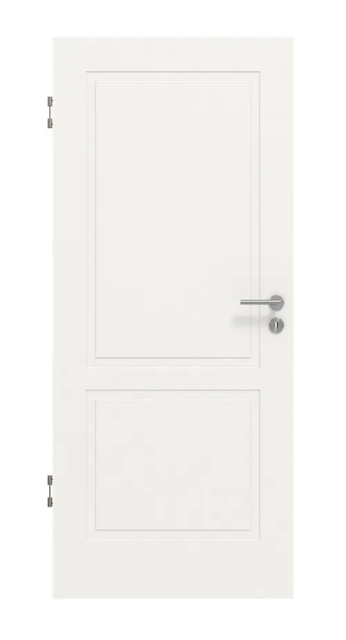 Widok frontowy drzwi wewnętrznych Lacuna 2 klasyczny biały lakier - Huga