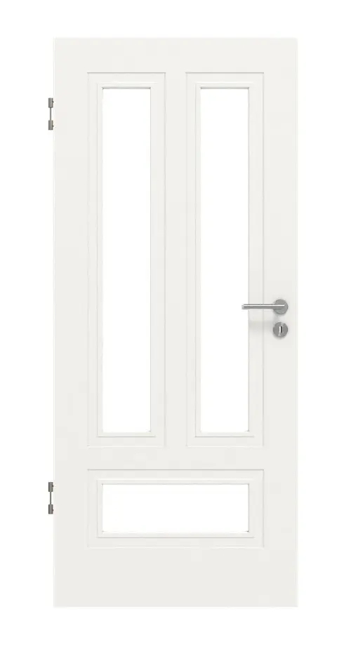Widok frontowy drzwi wewnętrznych Lacuna 5 LA klasyczny biały lakier - Huga