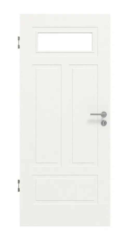 Widok frontowy drzwi wewnętrznych Lacuna 6 LA 1 klasyczny biały lakier - Huga
