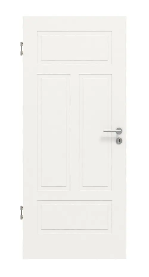Widok frontowy drzwi wewnętrznych Lacuna 6, klasyczny biały lakier - Huga