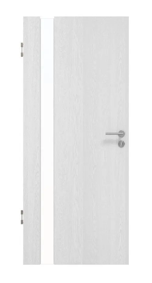Widok frontowy modelu Smart 1 po stronie zawiasów Basic Durat dąb biały drzwi wewnętrzne - Huga