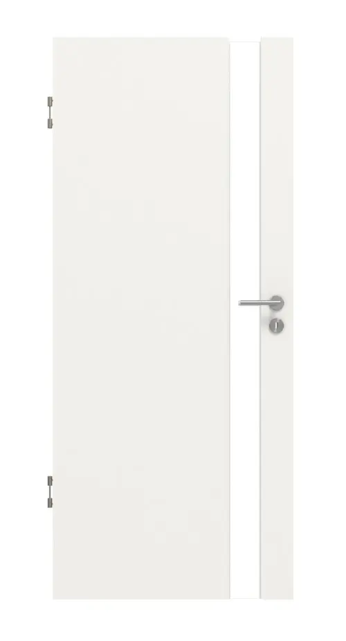 Widok frontowy Smart 1 od strony zamka Basic Durat biały beskidzki RAL 9016 drzwi wewnętrzne - Huga