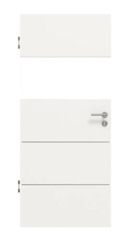 Widok frontowy modelu Smart 2 wzdłuż Plain 80-7 Basic Durat biały beskidzki RAL 9016 drzwi wewnętrzne - Huga