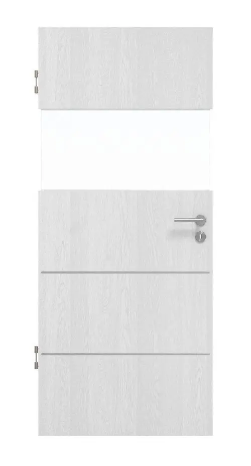 Widok frontowy modelu Smart 2 wzdłuż Steel 80 Basic Durat dąb biały drzwi wewnętrzne - Huga