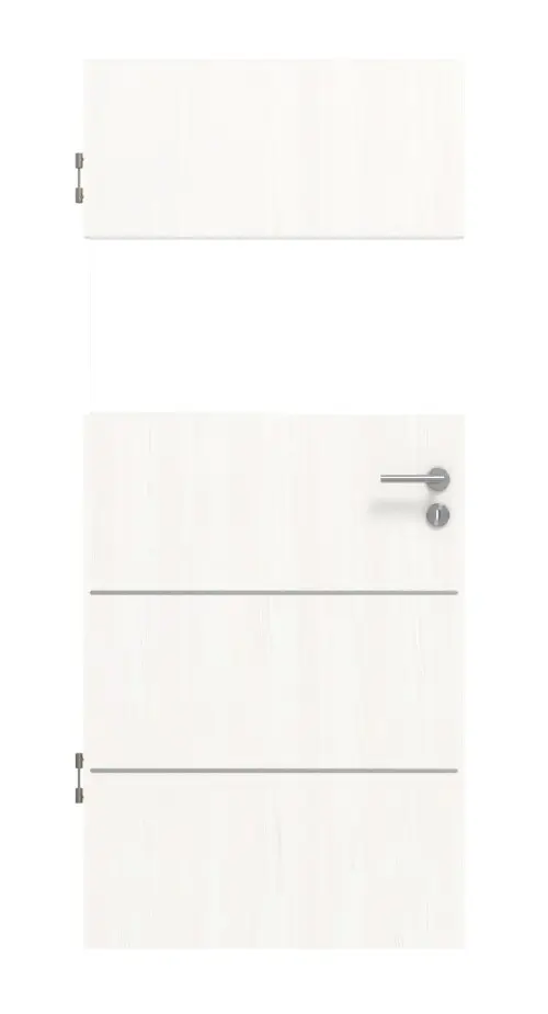 Widok frontowy modelu Smart 2 wzdłuż Steel 80 Basic Durat biel pino drzwi wewnętrzne - Huga