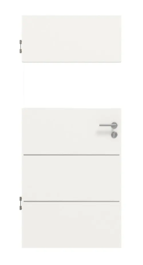 Widok frontowy Smart 2 wzdłuż Steel 80 Basic Durat biały beskidzki RAL 9016 drzwi wewnętrzne - Huga