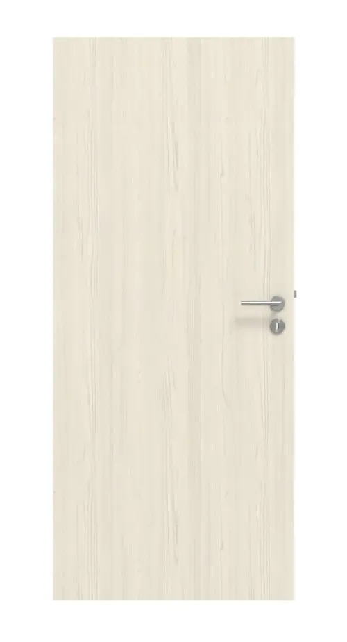 Widok frontowy marki HUGA zestaw drzwi wewnętrzne modrzew lazurowany Basic Durat bezprzylgowe z ościeżnicą i klamką