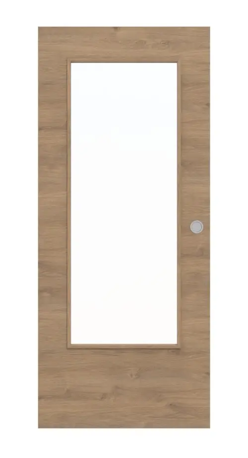 WESTAG drzwi przesuwne do pomieszczeń wilgotnych Dąb Adria Cross EiC 767 PortaLit CPL z przeszkleniem LA-DIN