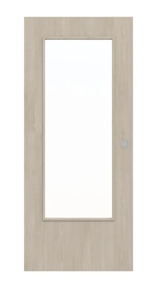 WESTAG Drzwi przesuwne do pomieszczeń wilgotnych Dąb platynowy Ei 424 GetaLit HPL z przeszkleniem LA-DIN