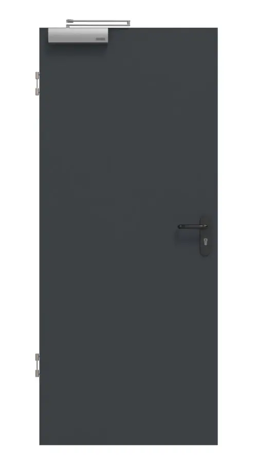 Widok frontowy drzwi dymoszczelnych antracyt RAL 7016 Basic lakierowane - Huga