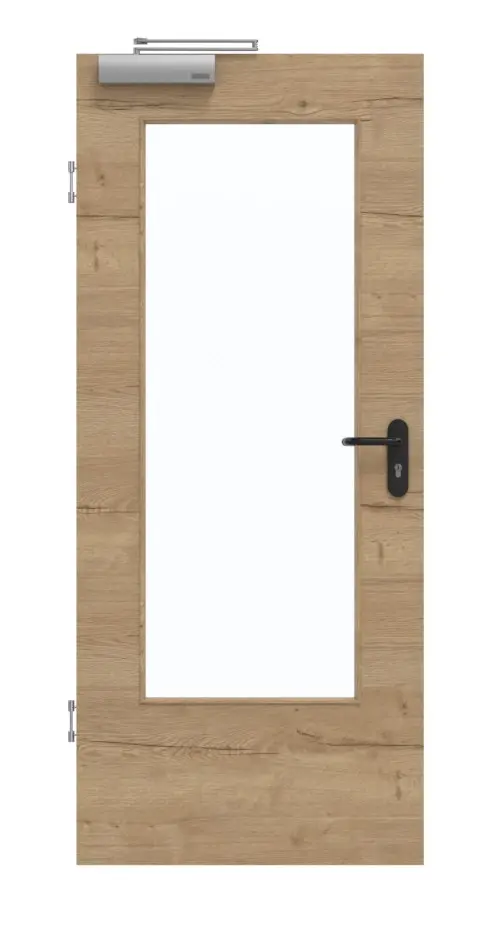 GARANT Drzwi dymoszczelne układ poprzeczny Authentic dąb szczelinowy CePaL z przeszkleniem LA-DIN