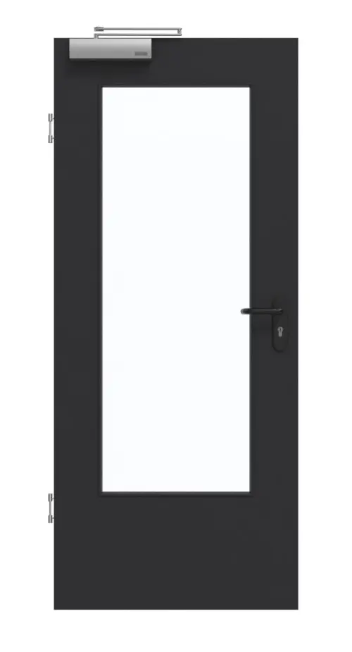 Drzwi dymoszczelne GARANT matowe RAL 9005 G-TEC z przeszkleniem LA-DIN
