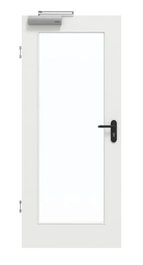 GARANT Drzwi dymoszczelne, matowe, biały lakier 9016 G-TEC z przeszkleniem LA-2