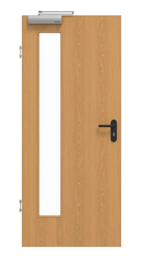GARANT drzwi dymoszczelne dębowe Premium GCK08 z przeszkleniem LA-4 po stronie zawiasów