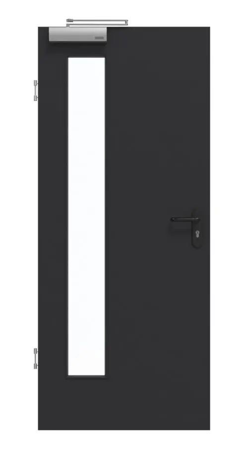 GARANT drzwi dymoszczelne matowy RAL 9005 G-TEC z przeszkleniem LA-4 po stronie zawiasów