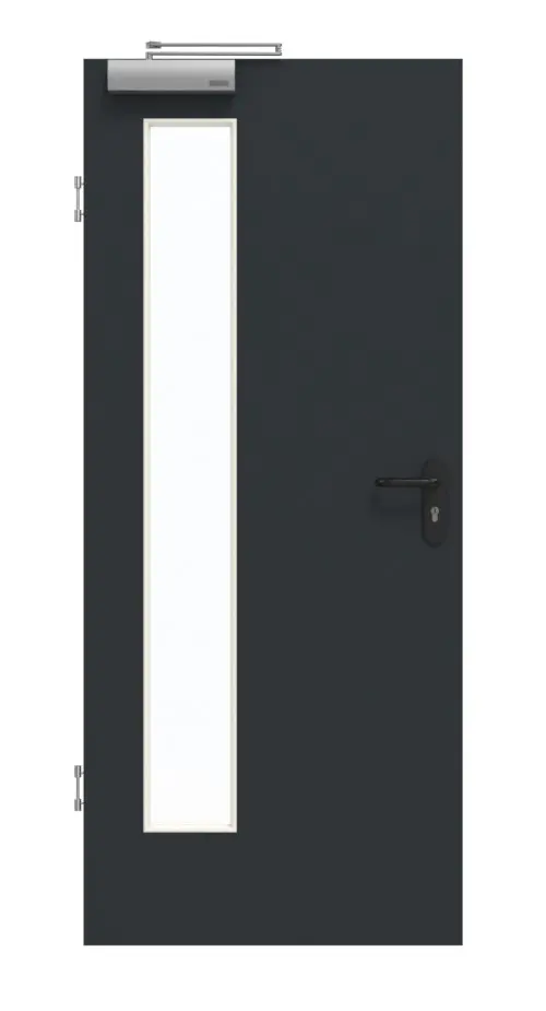 GARANT drzwi dymoszczelne U12000SD wulkaniczna czerń GHK08 z przeszkleniem LA-4 po stronie zawiasów