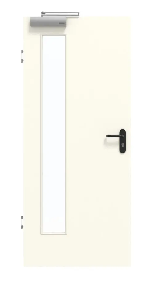 GARANT drzwi przeciwpożarowe W980ST15 Platynowa Biała GHK08 z przeszkleniem LA-4 po stronie zawiasów