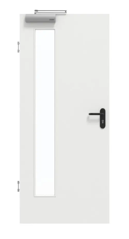 GARANT Drzwi dymoszczelne, matowe, biały lakier 9016 G-TEC z przeszkleniem LA-4 po stronie zawiasów