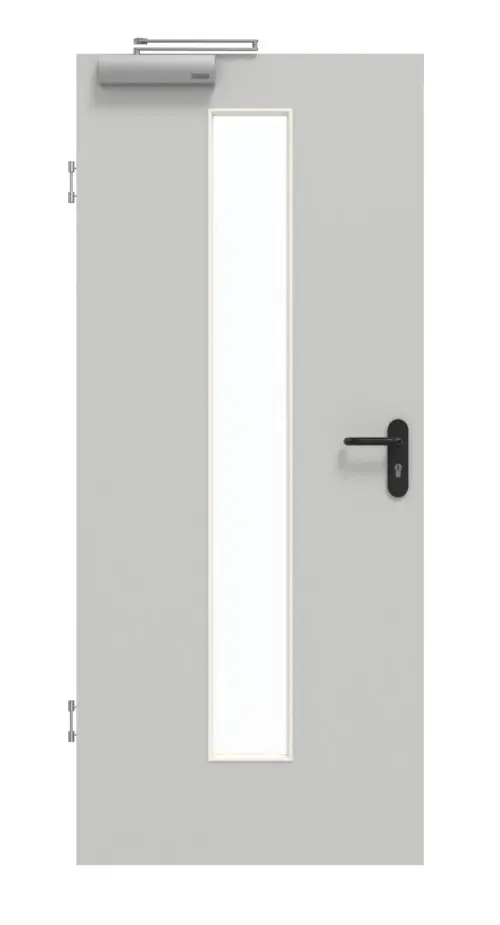 GARANT Drzwi dymoszczelne D92-60 Dove Grey Resopal z przeszkleniem LA-4 centralnie