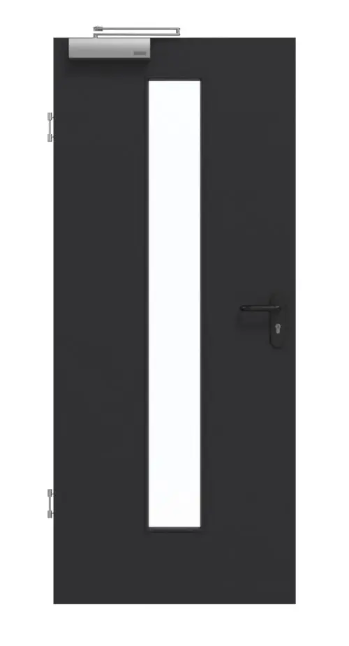 GARANT drzwi dymoszczelne matowe RAL 9005 G-TEC z przeszkleniem LA-4 na środku