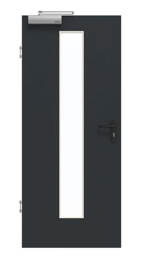 GARANT drzwi dymoszczelne U12000SD wulkaniczna czerń GHK08 z przeszkleniem LA-4 na środku