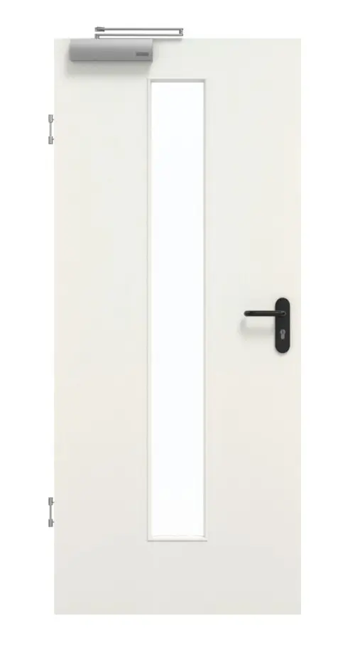 GARANT Drzwi dymoszczelne Biel ze strukturą Premium CePaL z przeszkleniem LA-4 na środku